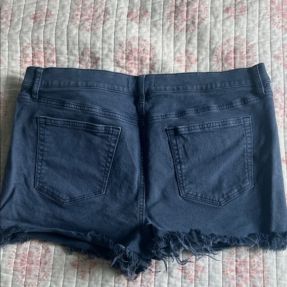 LOFT Dark Blue Frayed Hem Jean Shorts - Picture 4 of 4